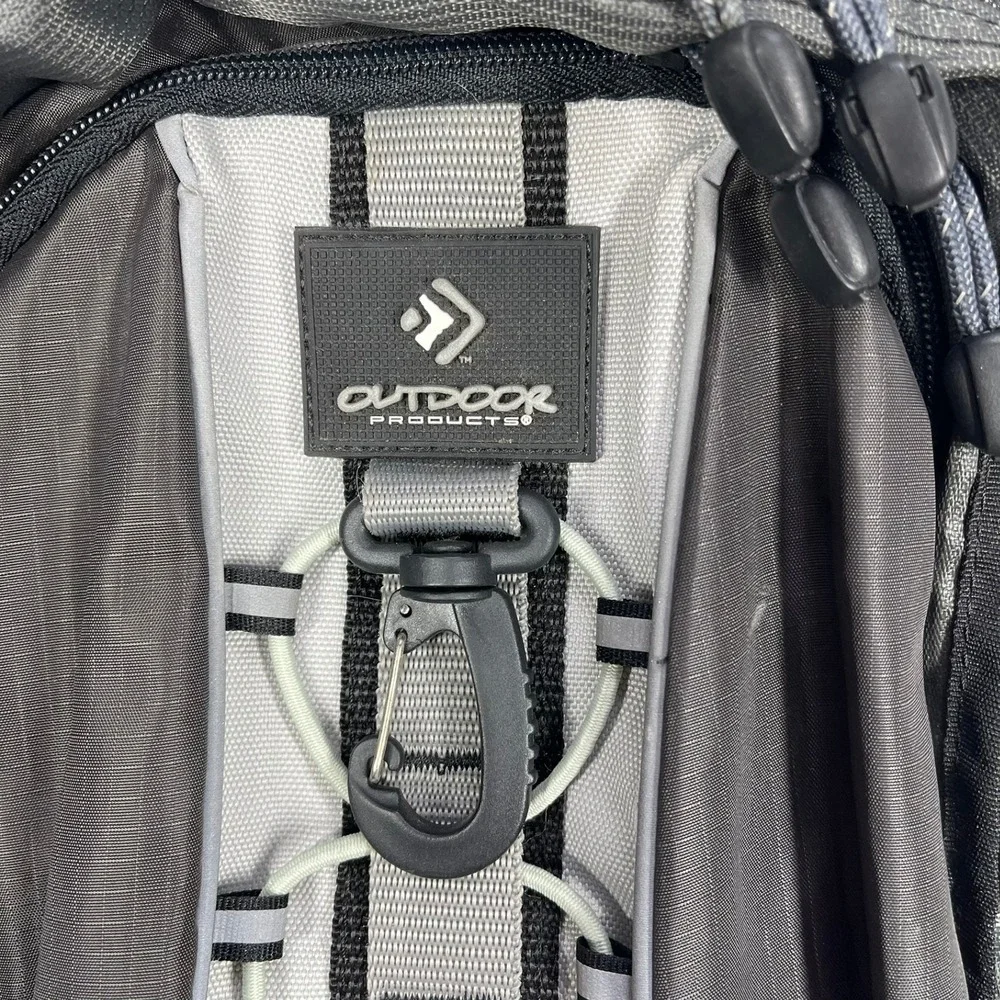 Outdoor Products Backpack Unisex OS Gray Black Hiking School Bungee Multi-Pocket